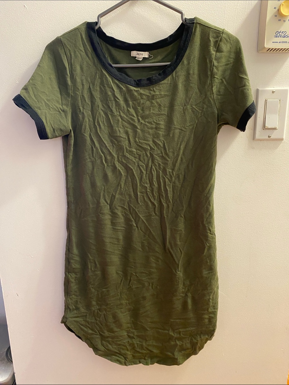 Acne Olive Green Short Sleeve Tunic with Black Trim